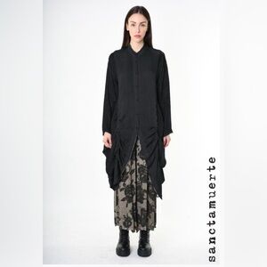 Sanctamuerte Long Avant-garde Shirt in black made in Italy